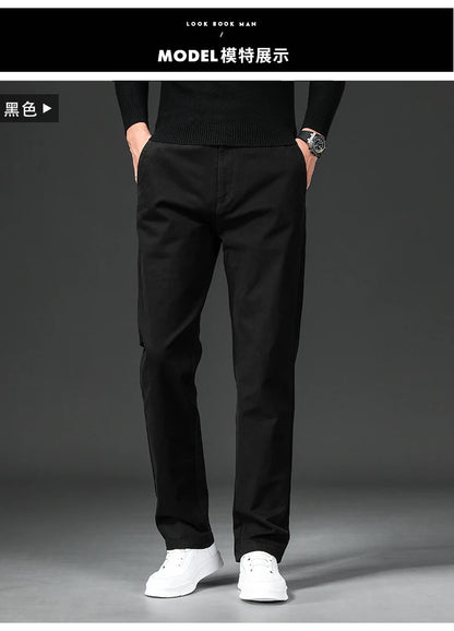 New in Spring Casual Pants Men Straight Fit Cotton Stretch Chino Trouser Male Formal Work Business Dress Khaki Fashion Regular