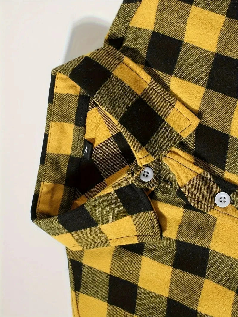 Mens Shirts Single Breaste Classic Plaid Smart Casual Flannel Shirt Long Sleeved Chest Two Pockets Design Spring Autumn Men Tops