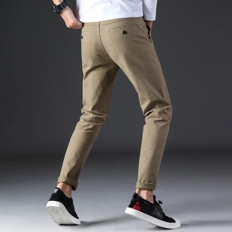 KSTUN 2025 Spring Summer New Casual Pants Men Cotton Slim Fit Chinos Fashion Trousers Male Brand Clothing Basic Mens Pants