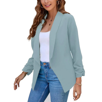 Summer Black Blazers Women 2024 Female Office Lady Nine Quarter Blazer Open Stitch Womens Slim Coats Femme Ladies Notched Tops