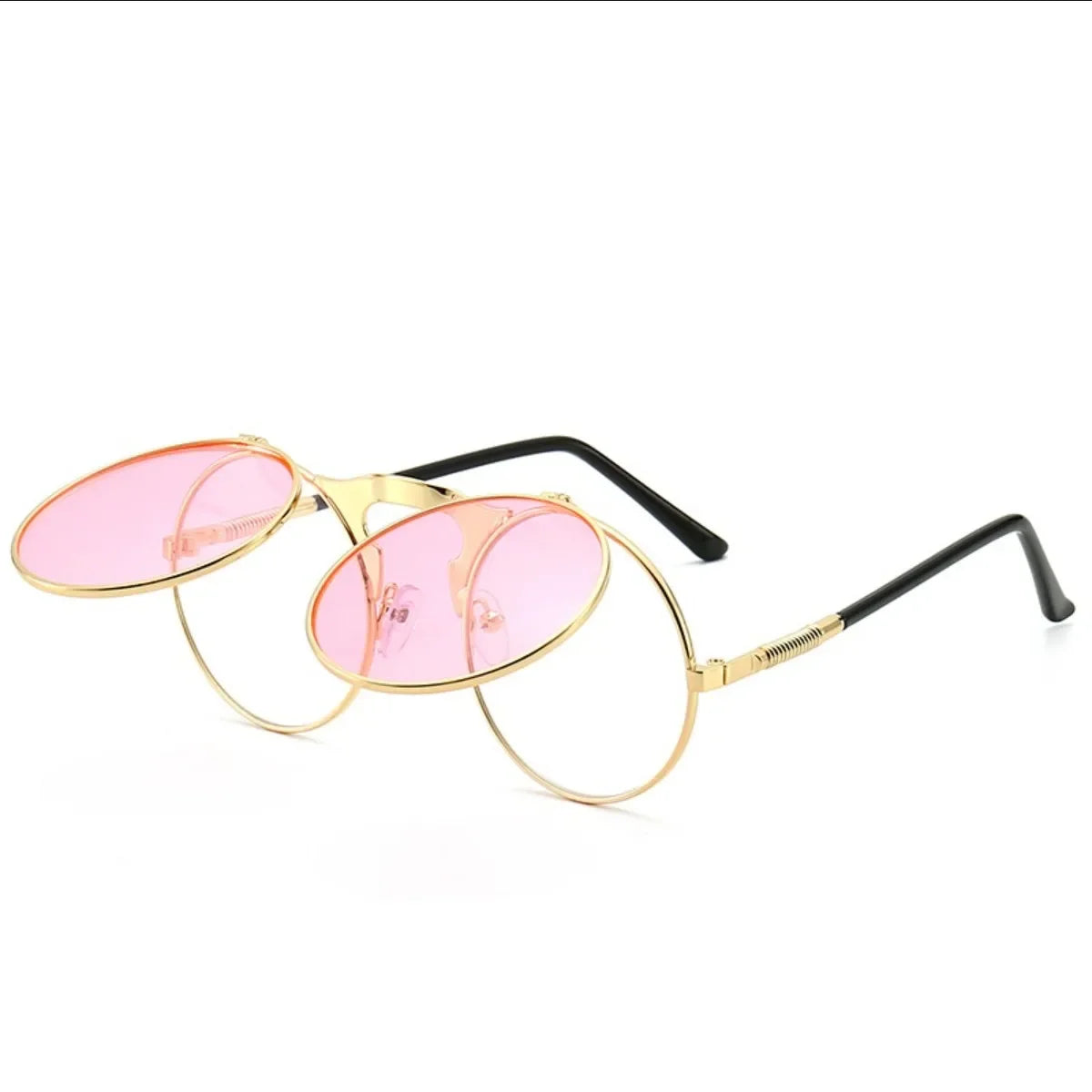 Flip Sun Glasses Steampunk Fold Men Women Double Lens Clear Alloy Frame Eyewear Eyeglasses Shade UV400