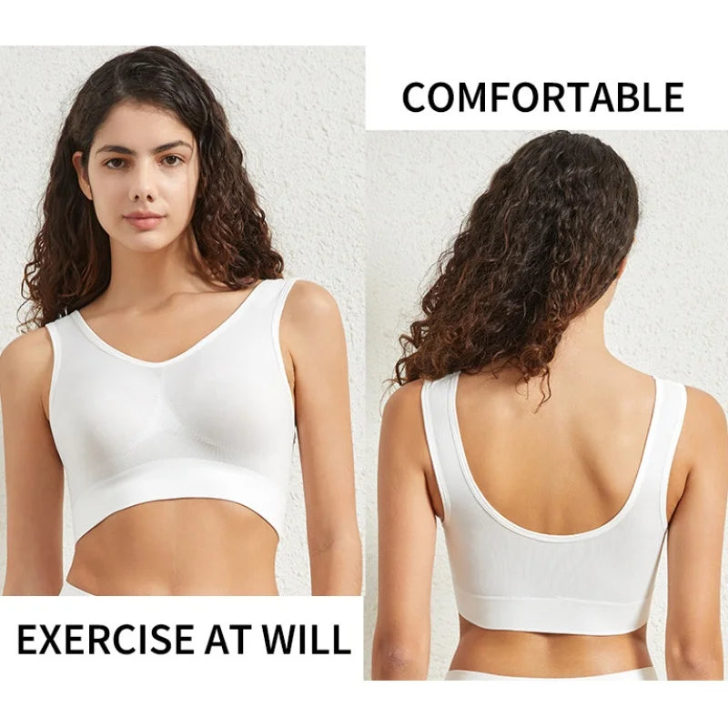 Women's S-5XL Seamless Bra Push-Up Sports Bra Non-wire Crop Tops Solid Color Sexy Lingerie No Pads Breathable Female Brassiere