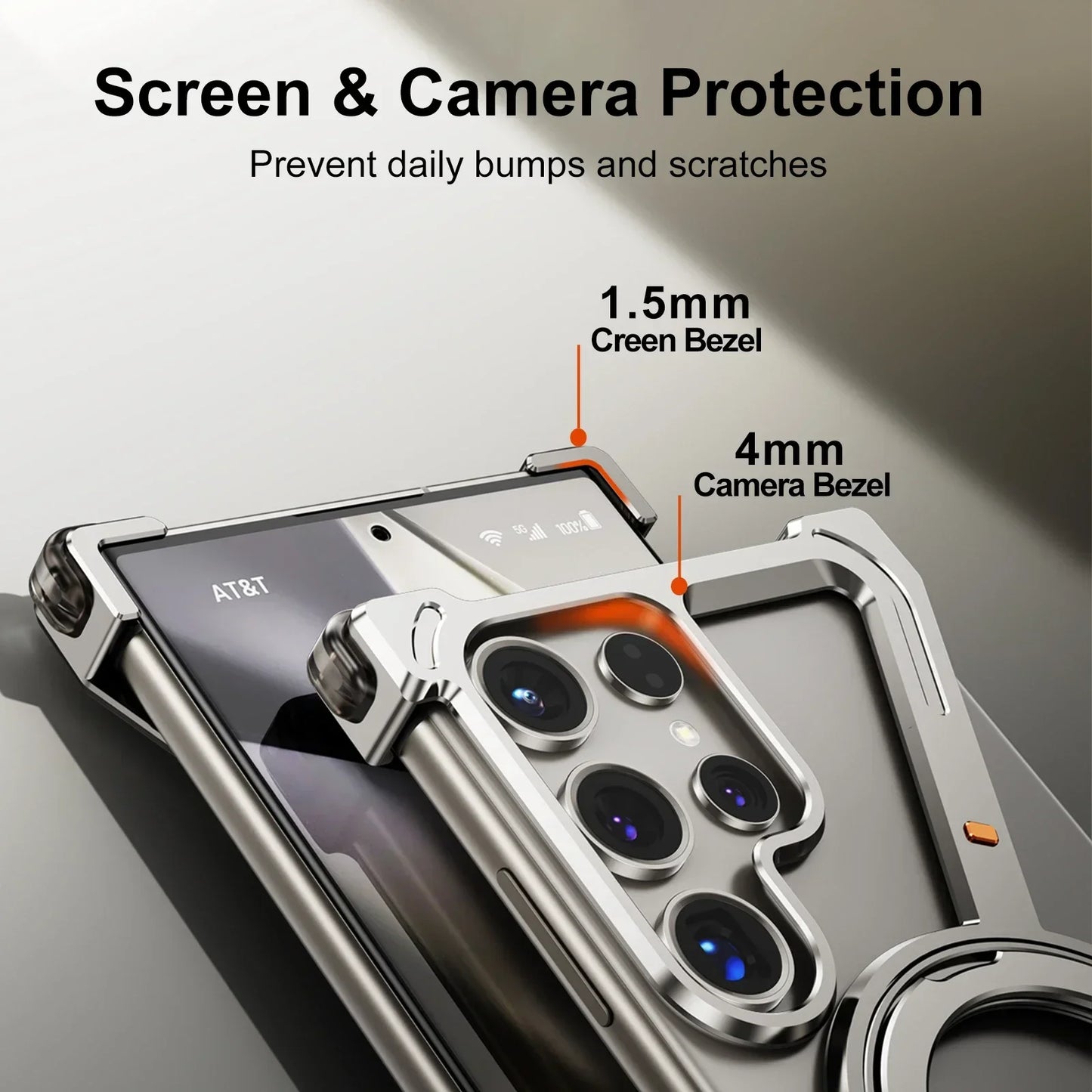 Eary Phone Case for Samsung Galaxy S25 S24 Ultra  with Magsafe Magnetic Ring Stand 360°Rotating Frameless Metal Shockproof Cover