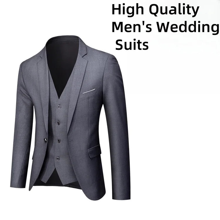 Luxury Business Suits for Men 3 Piece 2025 Groom Tuxedo Wedding Suits Best Man Groomsmen Formal Party Suit Male Trajes De Hombre