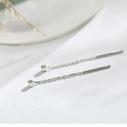 Drop Ear Line Long Hanging Earrings for Women Rose Gold Color Zircon Crystal Piercing Threader Earing Ear Accessories Jewelry