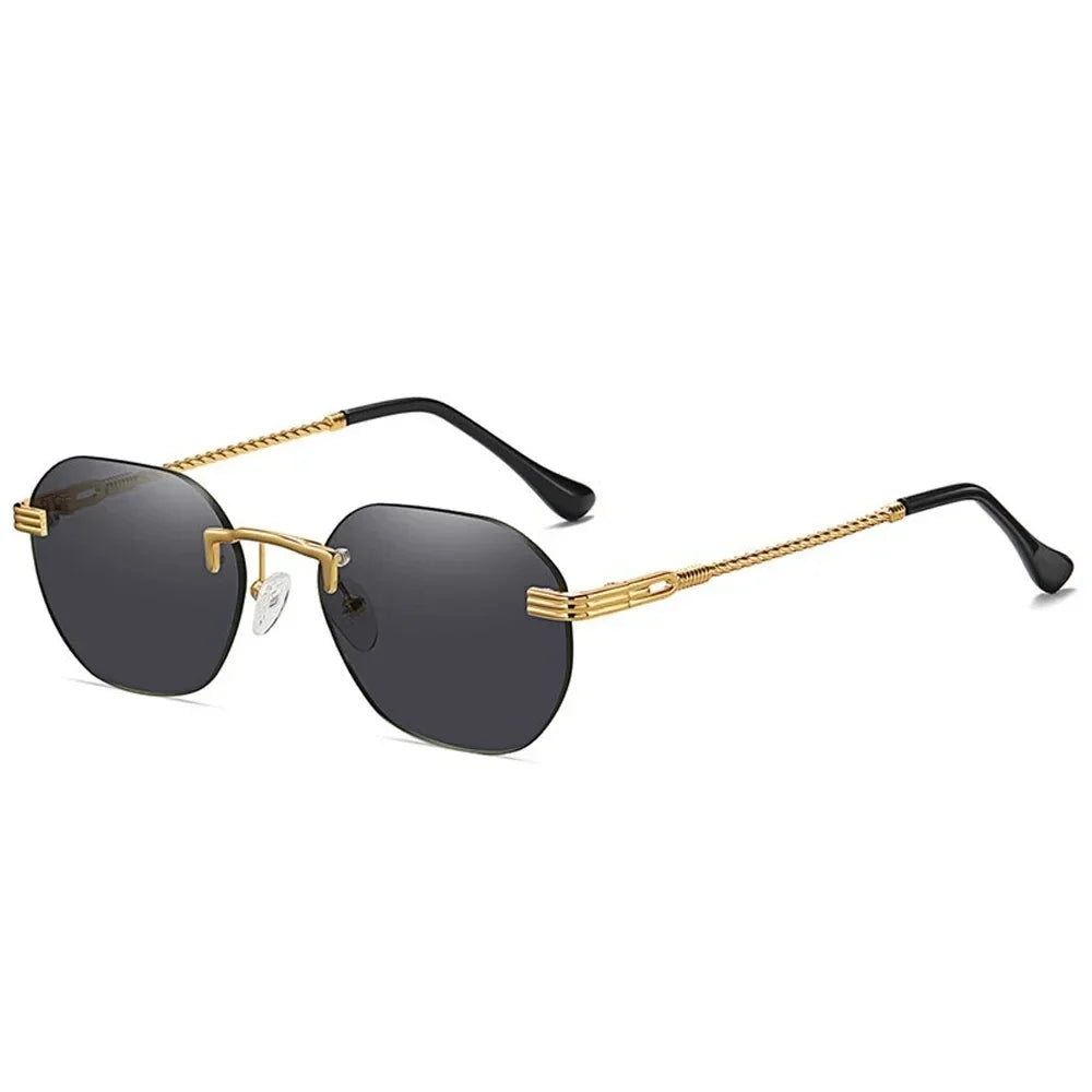 Brown Frameless Gold Metal Ladies Sunglasses Rimless Gradient Lens Blue Fashion Sun Glasses For Men UV400 Summer 2025