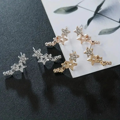 Shiny Star Stud Earrings for Women Elegant Zircon Rhinestone Mini Star Earrring Girls Party Birthday Fashion Jewelry Gifts