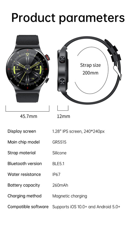 LIGE ECG+PPG Bluetooth Call Smart Watch 2023 Men AMOLED Full Touch Sports NFC Watches Men Smartwatch Waterproof For Android Ios