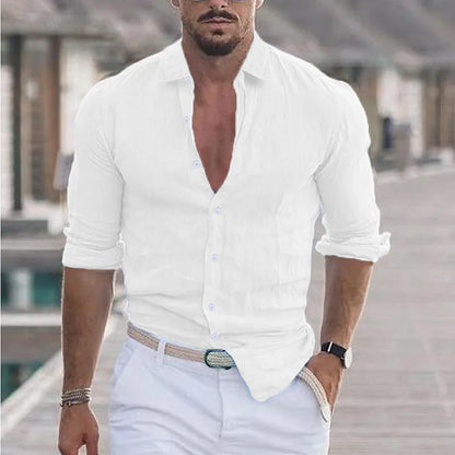 Fitness Desert Spring And Autumn Weiyi Beach Men's Solid Color Shirt Single Row Button Shirt Summer Beach Fashion Casual Shirt