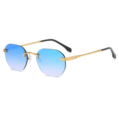 CATERSIDE Rimless Round Mirror Sunglasses Man Metal Frame Fashion Luxury Woman Sunglasses High Quality Fashion  UV400 Eyewear