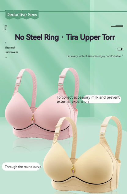 New Non-magnetic Thin Cup Glossy Fat Mm Bra Large Size No Underwire Comfortable Breathable Gathered Women's Underwear