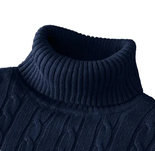 New Men's High Neck Sweater Solid Color Pullover Knitted Warm Casual Turtleneck Sweatwear Woolen Mens Winter Outdoor Tops