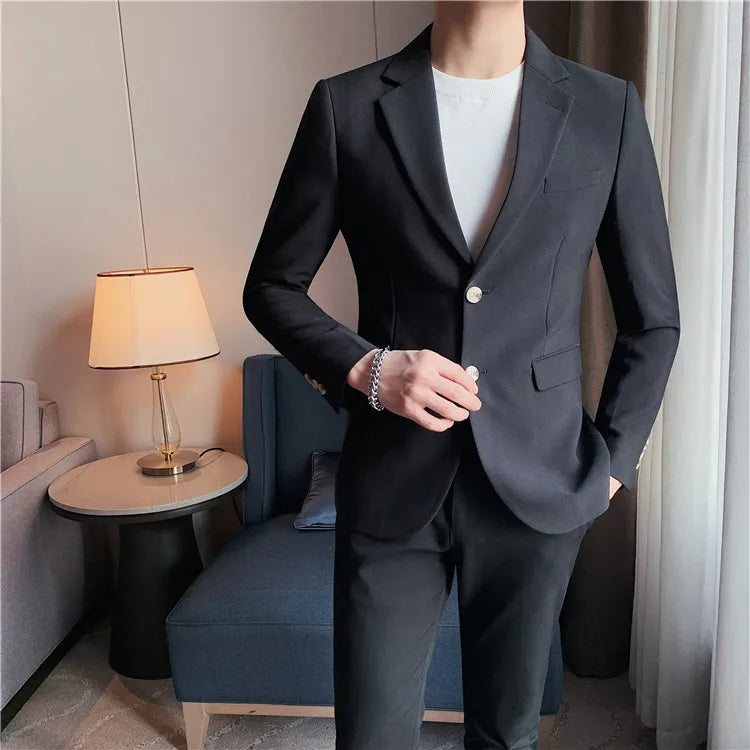 2025 High Quality Solid Single Button Casual Blazer Men's Korean Simple Business Elegant Fashion Party Slim Fit Suit Jacket 4XL