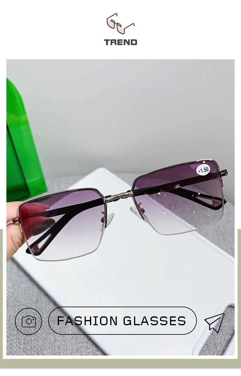 New Myopia Glasses Business Half Frame Anti Blue Light Glasses Man Fashion Myopia Glasses Diopter -1.0 To -4.0