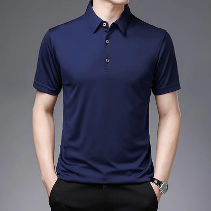 2024 Men's New Solid Color Business Casual POLO Shirt Summer Fashion Casual Short Sleeve Comfortable and Breathable Top