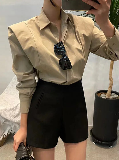 Women's Shirt Autumn 2025 New Chic Long-Sleeve Loose Blouses Street Elegant Tops Shirt OL office women blouses and tops shirts