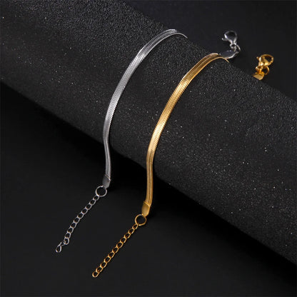 Kkjoy Simple Stainless Steel Gold Color Blade Chain Anklets For Women Snake Bone Leg Chains Beach Jewelry Party Gift Wholesale