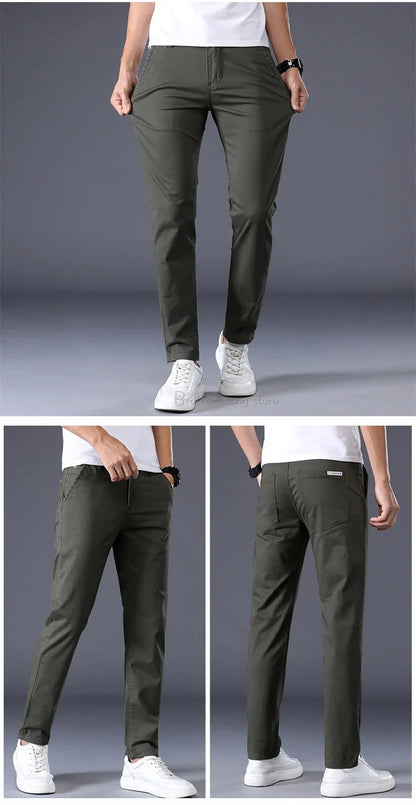 7 Colors Men's Classic Summer Thin Casual Pants Business Fashion Stretch Cotton Slim Solid Color Trousers Male Brand Clothes