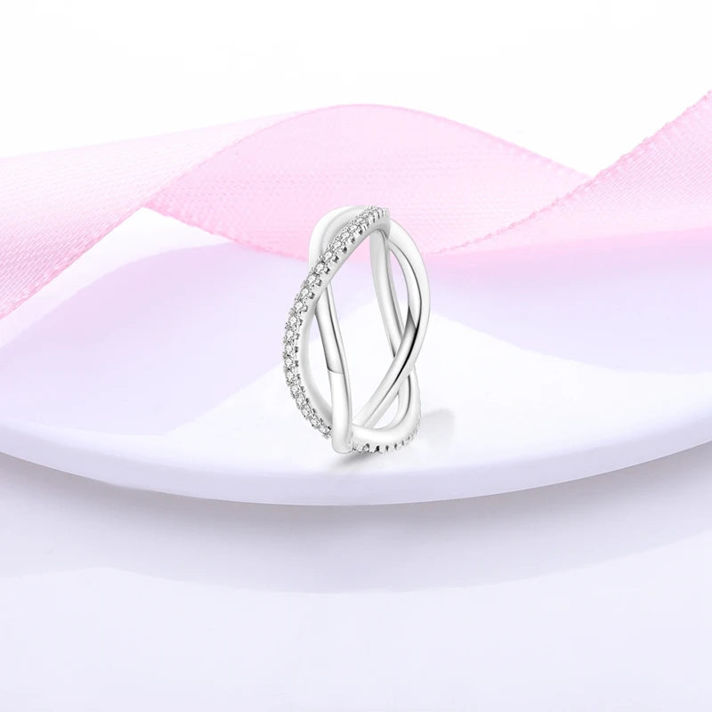 Rings For Women 925 Silver Color Zircon Winding Line Geometric Star Ring Engagement Wedding Romantic Valentine Fine Jewelry Gift