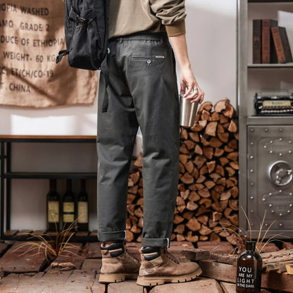 2025 New in Men's Straight Pant Elastic Waist Chino Trouser Cargo Male Regular Fit Cotton Stretch Spring Casual Korean Golf Wear