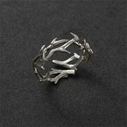 Vintage Ins Style Adherence Men's and Women's Rings with Branches, Thorns, Couples' Ring Gifts, Fashion and Personality Y2k