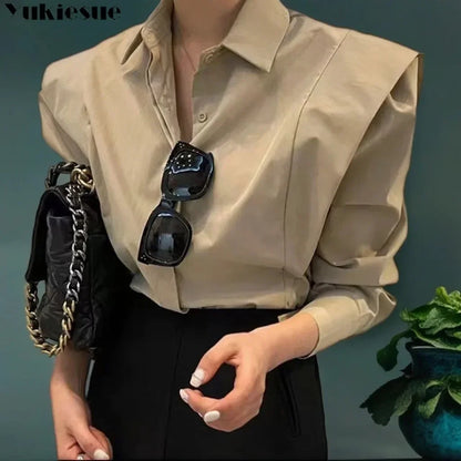 Women's Shirt Autumn 2025 New Chic Long-Sleeve Loose Blouses Street Elegant Tops Shirt OL office women blouses and tops shirts