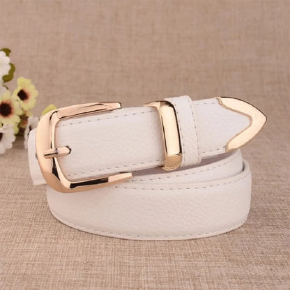 Women's Trousers Belt  Leather Trend White Belt Fashion High Quality Trouser Belts Solid Vintage Pin Buckle Ladies Strap LB2146-