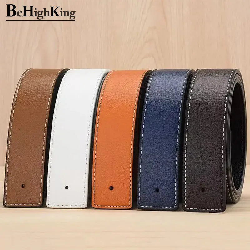 Luxury Belts For Men Without Buckle High Quality Pin Buckle Belt Male Fashion Brand Cow Genuine Leather Waistband 3.8cm Ceinture