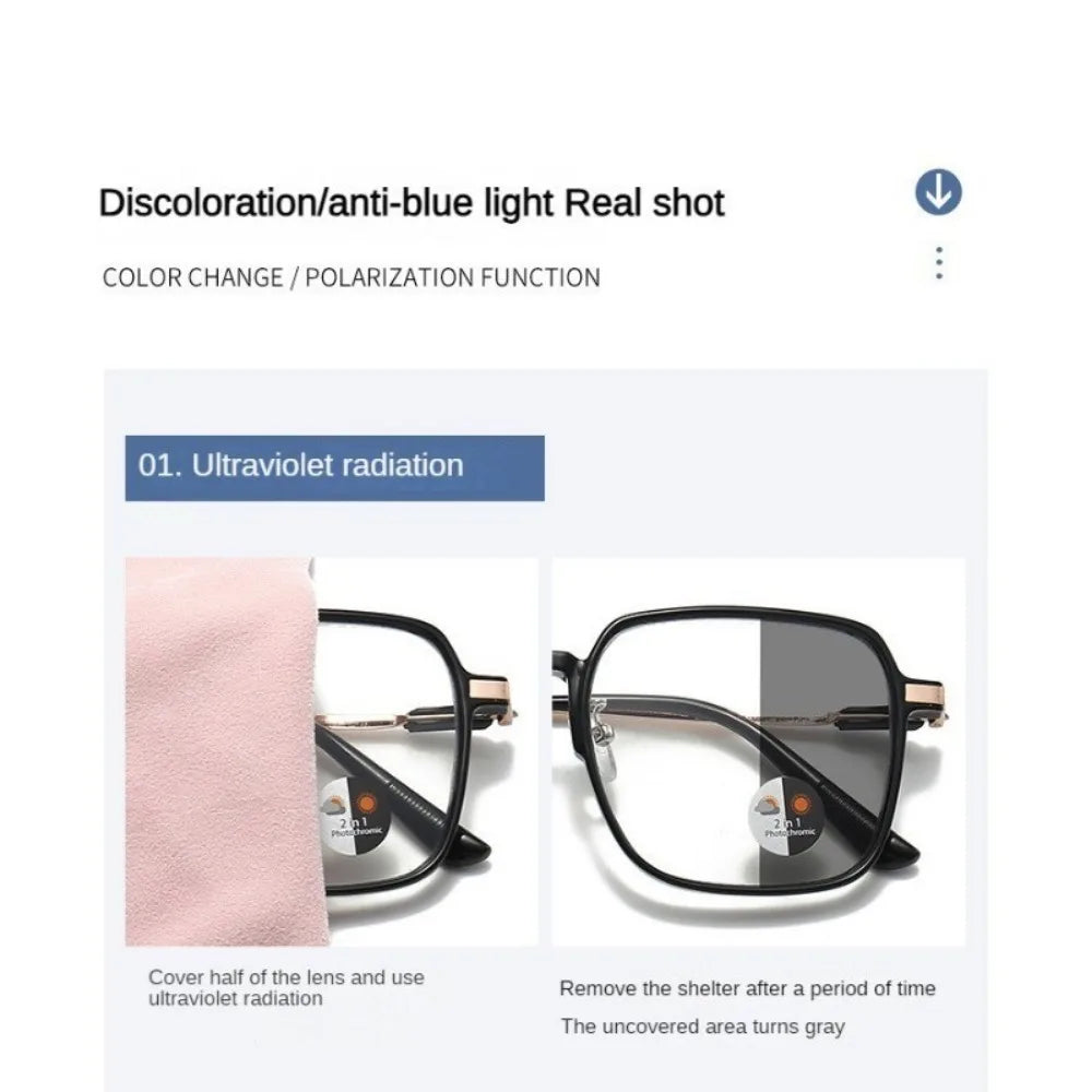 Photochromic Anti Radiation Glasses Metal Eyeglass For Woman Men