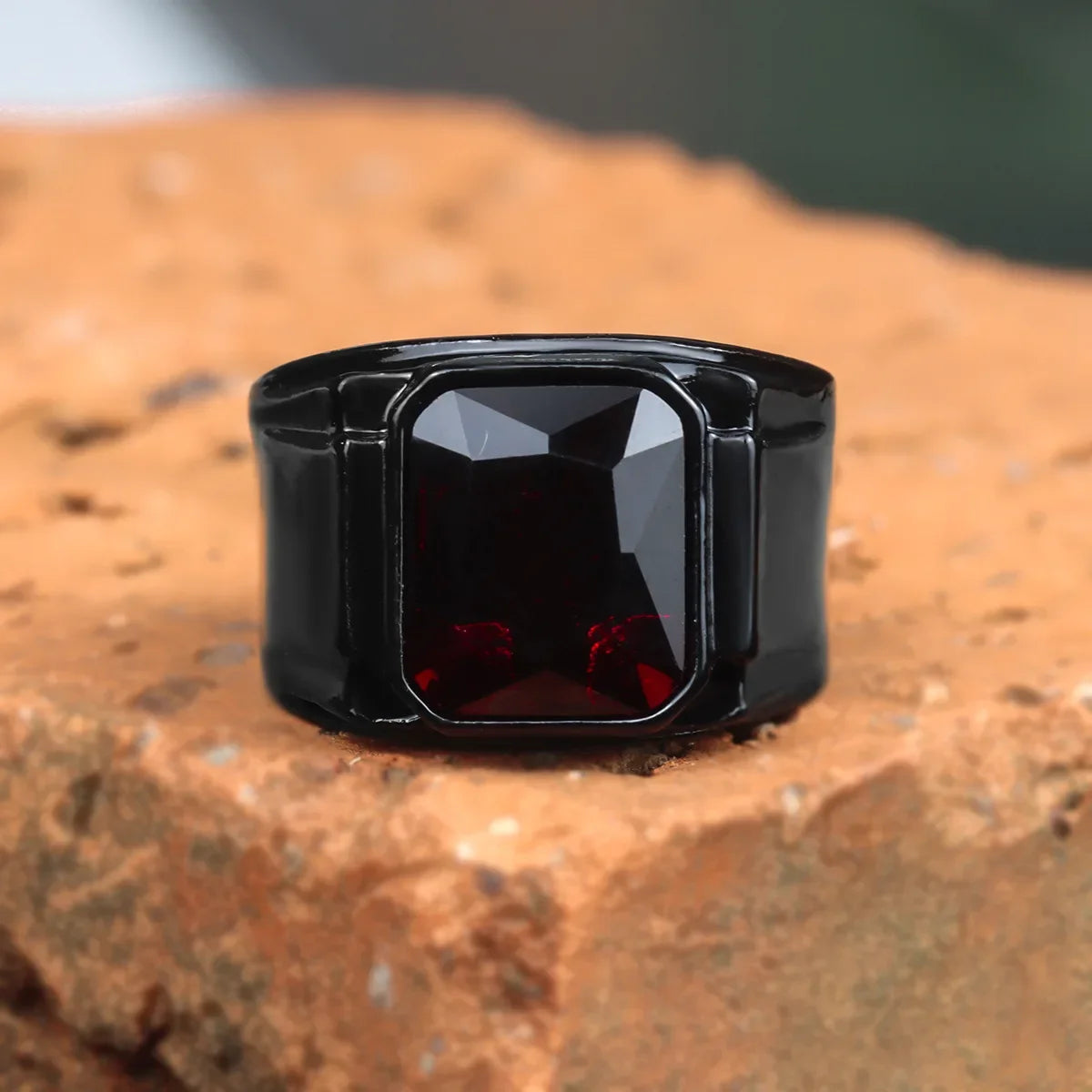 Vintage Black Red New Fashion Hand Ornament Punk Hip Hop Personality Men's Ring Gift for Men and Women Кольцо С Эмалью