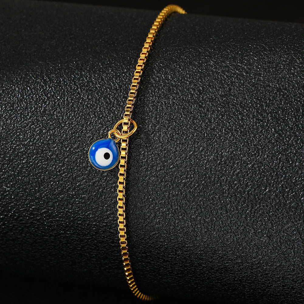 Stainless Steel anklet New personalized design Designs Acrylic Blue Eye Pendant subtlety anklet For Women Jewelry Party Gifts