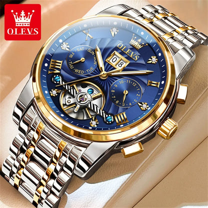 OLEVS Classic Men's Watches Tourbillon Multi-function Full Automatic Men Watch High end Male Wristwatches