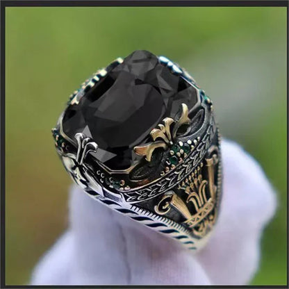 New Men's Ring Inset with Artificial Zircon Personality Retro Overbearing Attend Banquet Party Casual