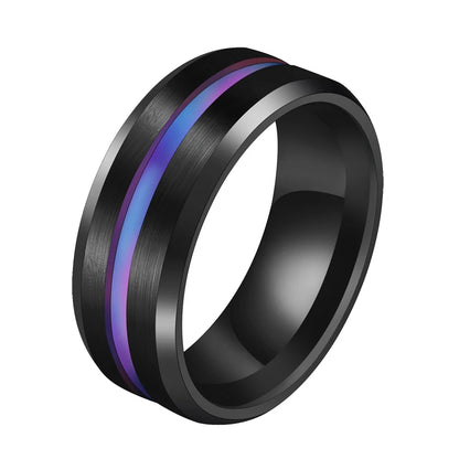 UAGE Hot Sale Groove Rings Black Blu Stainless Steel Midi Rings For Men Charm Male Jewelry Dropshipping