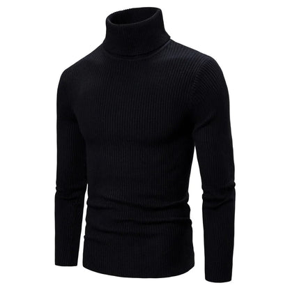 Autumn Winter New Men's Turtleneck Sweater Male Version Casual All-match Long Sleeved Stripes Knitted Sweater Pullover