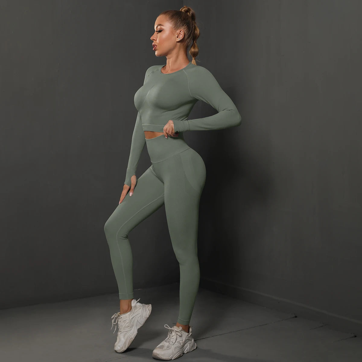 Seamless Yoga Set Crop Top High Waist Leggings Suits Women High Quality Workout Fitness Sportswear Two Piece Set For Women