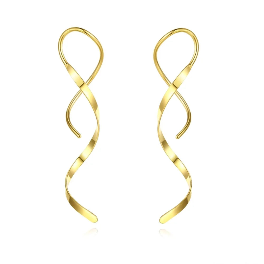 Simple Spiral Threader Earrings Irregular Helix Wave Curve Ear Line Cuff Stainless Steel Dangling Earring Women Fashion Jewelry