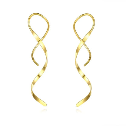 Simple Spiral Threader Earrings Irregular Helix Wave Curve Ear Line Cuff Stainless Steel Dangling Earring Women Fashion Jewelry