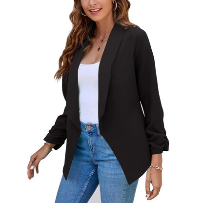 Summer Black Blazers Women 2024 Female Office Lady Nine Quarter Blazer Open Stitch Womens Slim Coats Femme Ladies Notched Tops