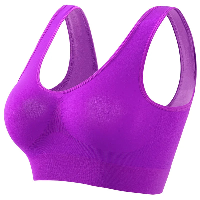 Women's S-5XL Seamless Bra Push-Up Sports Bra Non-wire Crop Tops Solid Color Sexy Lingerie No Pads Breathable Female Brassiere