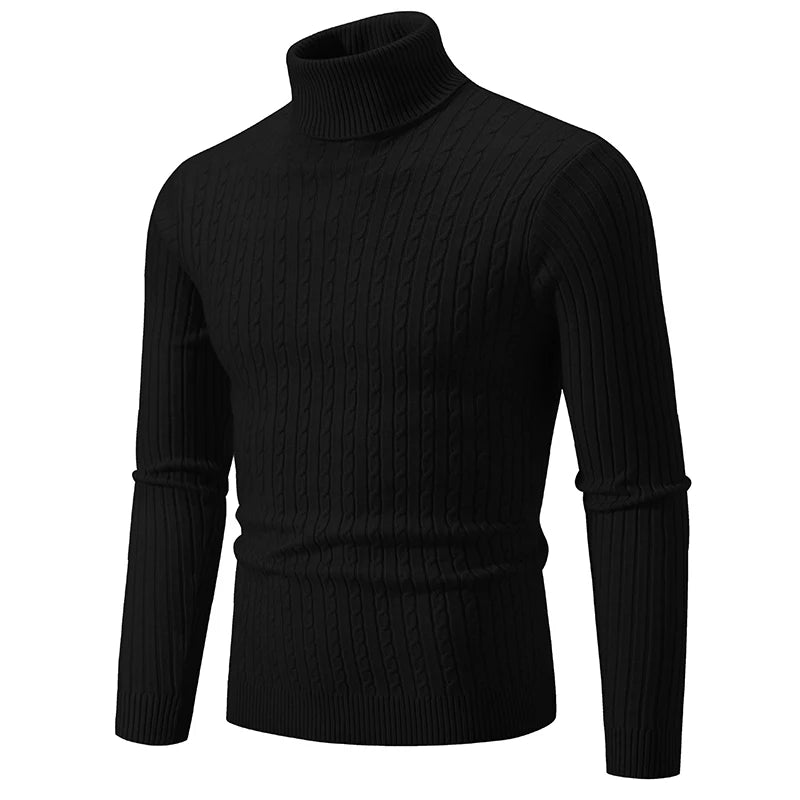 New Men's Turtleneck Sweater Casual Men's Knitted Sweater Warm Fitness Men Pullovers Tops