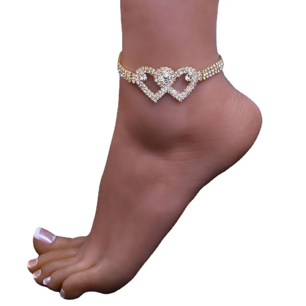 Fashion Rhinestone Chain Anklets For Women Luxury Shining Ankle Bracelet On Leg Female Wedding Party Jewelry Foot Accessories