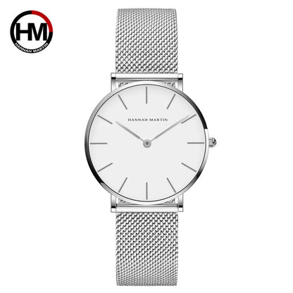 Hannah Martin Japan Quartz Movement High Quality Women Stainless Steel Mesh Rose Gold Waterproof Ladies Watch Dropshipping CB36