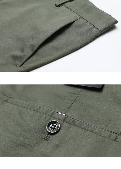 Summer Thin Men's Slim Suit Pants Fashion Business Casual Cotton Green Black Khaki Trousers Male Brand Clothing 30-40