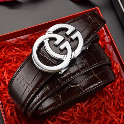 Men belt Genuine Leather Belt Metal Alloy Automatic Buckle Brand Luxury Design Waist Belts for Men Strap Male