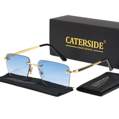 CATERSIDE New Pilot Rimless Sunglasses for Men Fashion Metal Large Frame Sun Glasses Women Shopping Travel Business Eyewear