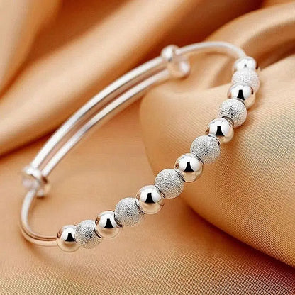 Charms 925 Silver-Color Luxury Beads Bracelets Bangles Cute For Women Fashion Party Wedding Jewelry Adjustable