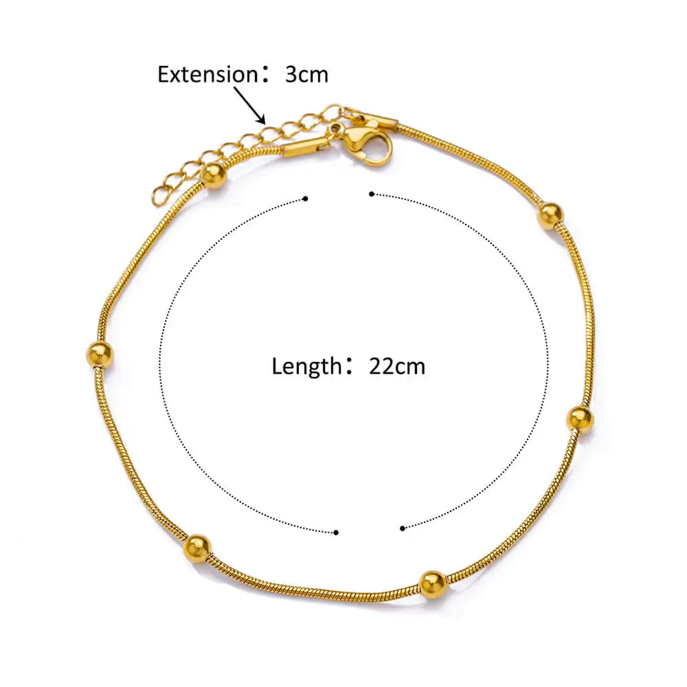 Vintage Anklets for Women Stainless Steel Beads Chain Anklet Leg Bracelets Bodychain Summer Beach Jewelry Accessories Gifts