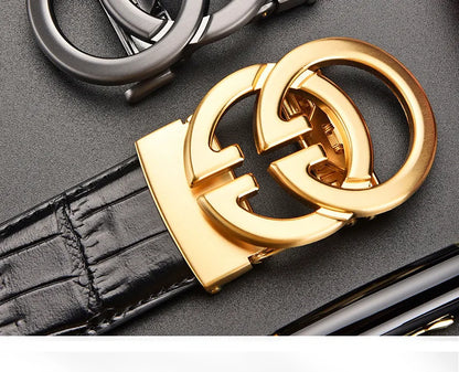 Men belt Genuine Leather Belt Metal Alloy Automatic Buckle Brand Luxury Design Waist Belts for Men Strap Male