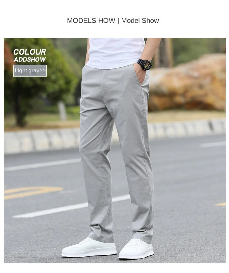 Men's High-Quality Chinos -Cotton Casual Trousers - Breathable Straight Pants (Sizes w28-w40)